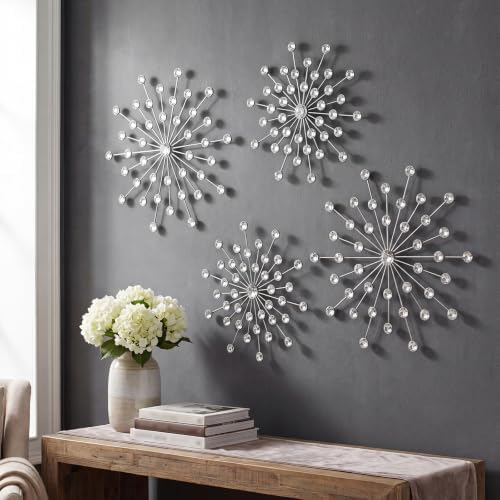 ZEXUIRU 4 Set Silver Starburst Wall Art by ZEXUIRU