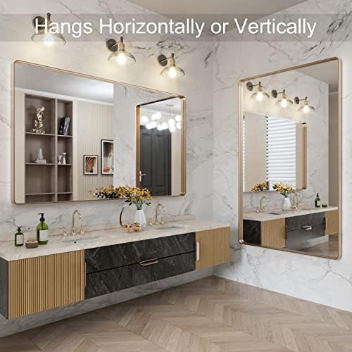 LOAAO 60"X36" Gold Bathroom Mirror - Image 4