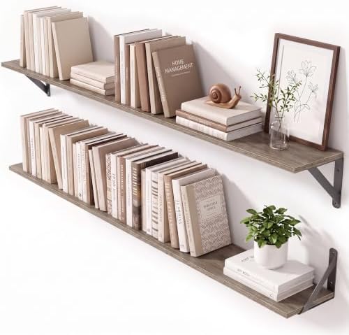 6" Deep Wall Shelves, 48x6 Inch Set of 2 Grey by Unknown