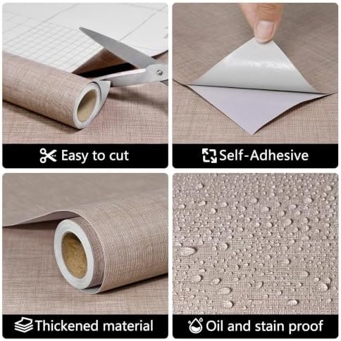 Grasscloth Peel and Stick Wallpaper 23.6"X480.3" Cinnamon Contact Paper - Image 6