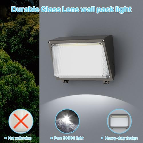 HYPERLITE LED Wall Pack 120W: 18000lm Glass Lens Dusk to Dawn Outdoor Lighting - Image 2