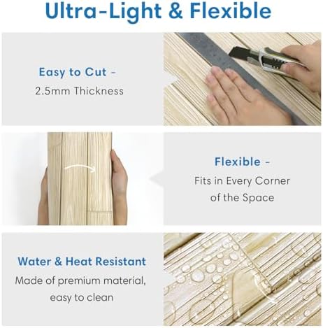 COMSTICKC 3D Faux Wood Wall Sticker Shiplap Peel and Stick, Not Real Wood - Image 5