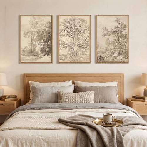 Large Vintage Sketchbook Framed Canvas Wall Art Set -16"x24"x3 - Image 4