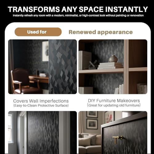 Black Textured Peel and Stick Wallpaper 24" x 393"– Easy to Use - Image 5
