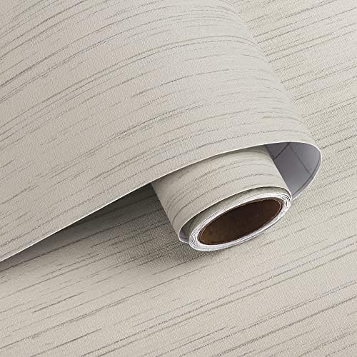 VaryPaper 15.7''x315'' Beige Grasscloth Peel and Stick Wallpaper Textured by VaryPaper