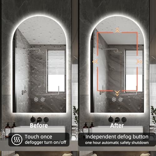 40" H x 24" W Frameless Arched LED Bathroom Mirror, Backlit Vanity Mirror - Image 7