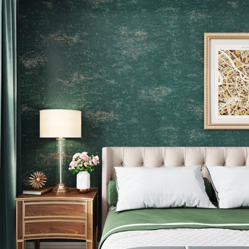 Livelynine Green Textured Wallpaper Peel and Stick Dark Limewash Emerald Green - Image 6