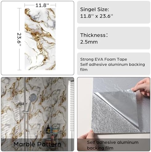 Marble Peel and Stick Backsplash 23.6 x11.8 in - Image 7