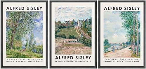 MUDECOR Framed Canvas Print Wall Art Set Alfred Sisley Watercolor Landscapes by MUDECOR