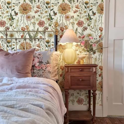 Livebor Vintage Floral and Bird Wallpaper Peel and Stick 16.9” x 118.1” - Image 2