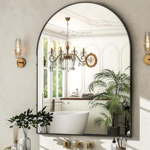 HARRITPURE Arched Wall Mirror 30"x40" Black Arch Bathroom Vanity Mirror by HARRITPUREHome