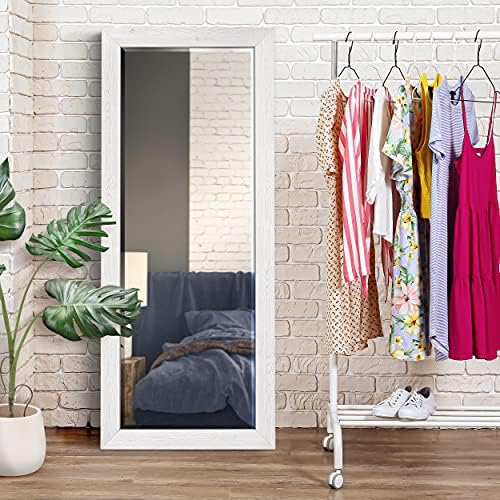 Renditions Gallery Full Length Mirror Brite White Wood Framed Full Body Rustic - Image 5