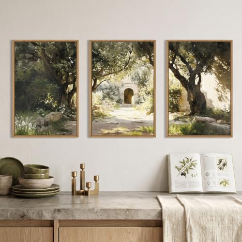 Garden of Gethsemane Landscape Framed Canvas Wall Art -24"x36"x3 - Image 2