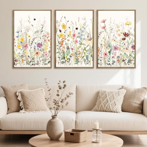 BINCUE Large Framed Floral Canvas Wall Art Colorful Wildflower Pictures Wall - Image 5