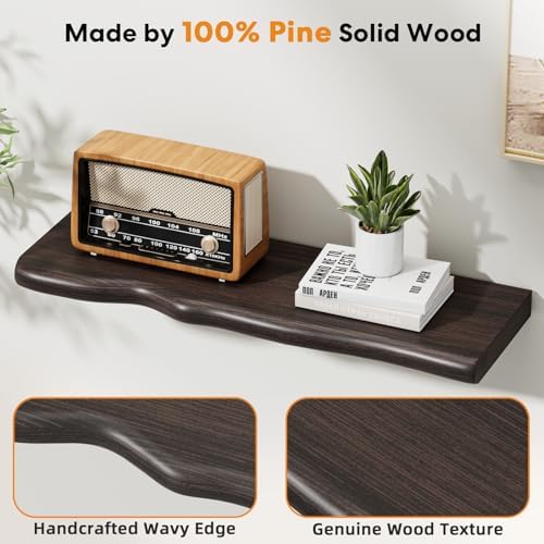 Organic Wavy Edge Floating Shelves, Hidden Brackets, 2 Pack 24 in - Image 5