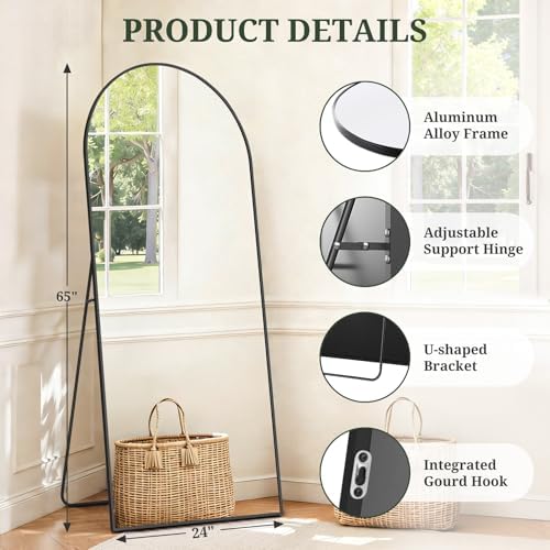 Mirror Full Length 65"x24", Arched Full Body Floor Mirrors - Image 4