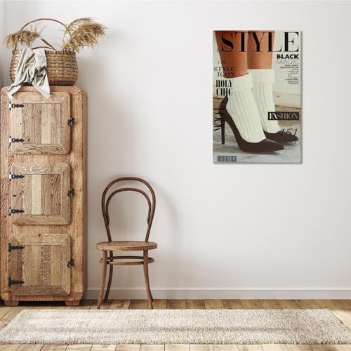 Trendy Red Boot Wall Art Funky Feminist Canvas Poster Trendy Preppy Newspaper - Image 7