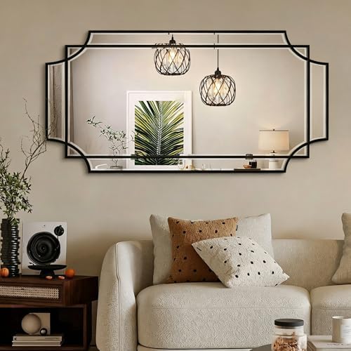 47"x24" Large Geometric Rectangle Beveled Mirror - Image 6