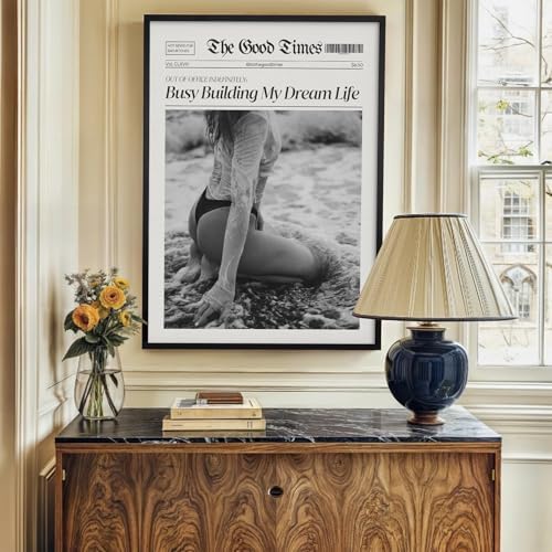 Funky Black And White Newspaper Canvas Wall Art 8x12in Black Framed Trendy Hot - Image 5