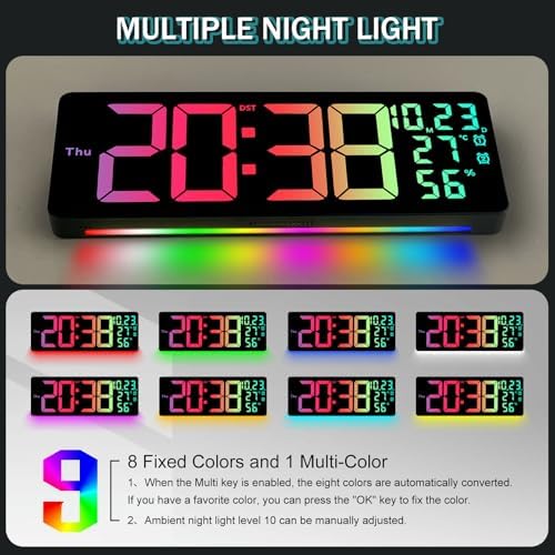 JoFomp 17.3" Large Digital Wall Clock, LED Digital Clock Large Display - Image 3