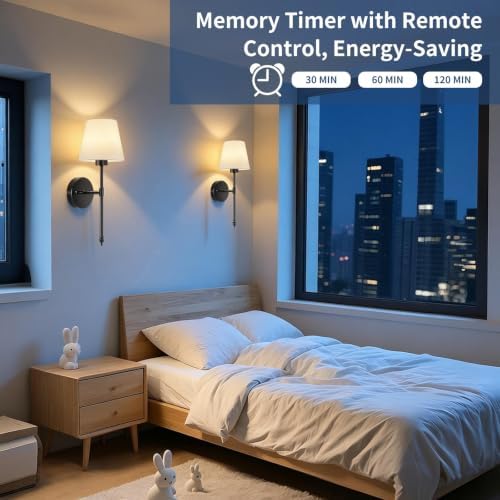 Battery Operated Wall Sconces Set of 2, Wireless Battery Wall Light - Image 2