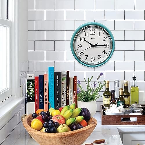 Lily's Home Retro Wall Clock, 9.5 Inch Vintage Design, Silent Non-Ticking - Image 2