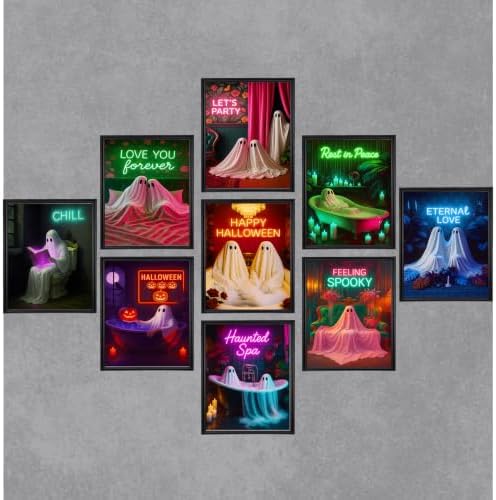 LANCHI95 09 Pcs Unframed Glowing Neon Ghost Art by LANCHI95