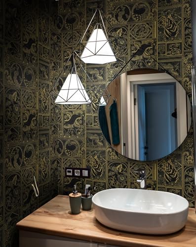 Erfoni Black and Gold Wallpaper Vintage Removable Peel and Stick Wallpaper - Image 5