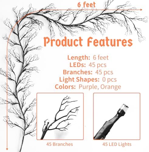 6 Ft Halloween Decor Vine with 45 LED Lights, Adjustable Shape - Image 6