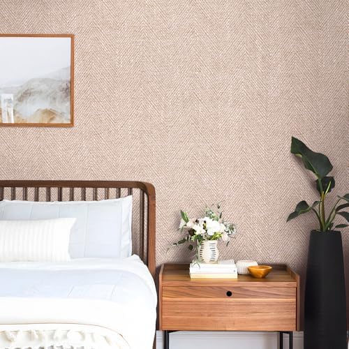 Decotalk Grasscloth Wallpaper Peel and Stick 17.7x354 Inch Pink Grasscloth by Decotalk