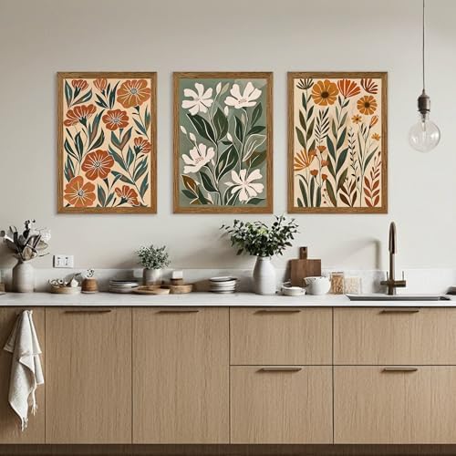 Urmoya 3 Pieces Boho Floral Decor Flower Market Wall Art, 16x24 Inch - Image 2