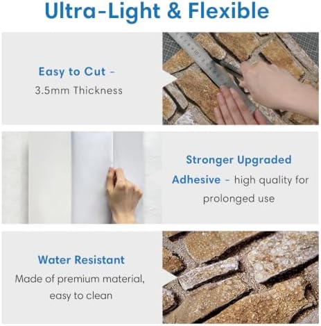 COMSTICKC 3D Peel and Stick Faux Stone Wall Panels - Image 4