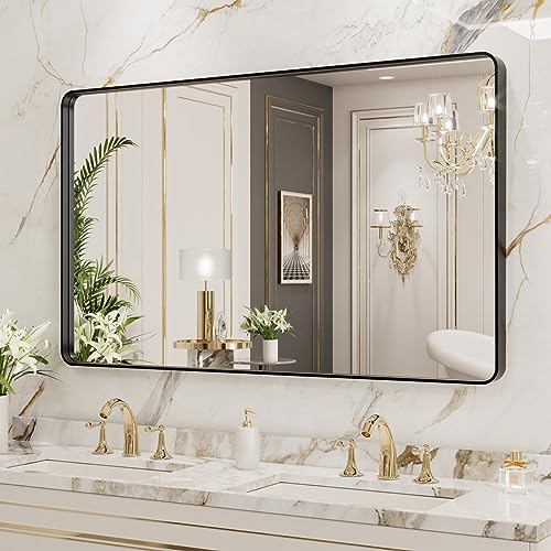 LOAAO 40x24 Inch Black Bathroom Mirror Metal Framed - Image 4