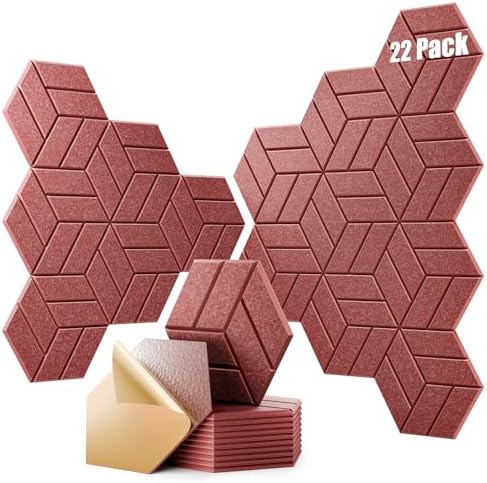 22Pcs Acoustic Panels with Self-adhesive, Hexagonal Soundproof Wall Panels High by OTUOER