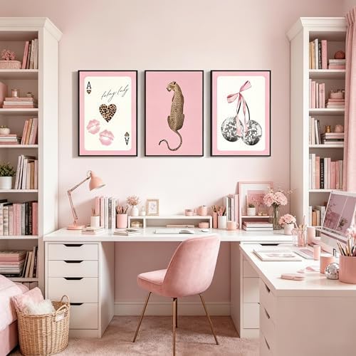 FTHMTN 3pcs Pink Cheetah Wall Art, Y2K Leopard Wall Decor 16x24 in Unframed - Image 6