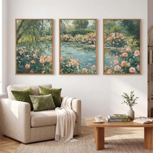 IARTTOP Extra Large Monet Landscape Framed Wall Art 24x36 Inch Nature Flower - Image 3