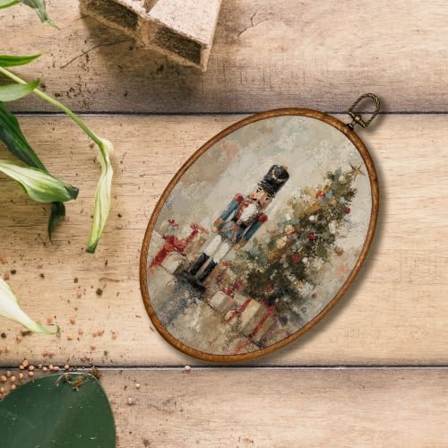 KSDUT Vintage Moody Christmas Tree Holiday Oval Wall Art 8.6"x11.4" - Image 4