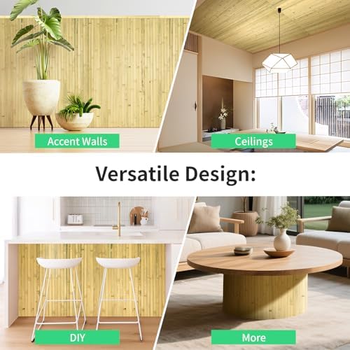 AMZDEPOT Natural Bamboo Wall Panel, 48 x 96 Inch - Image 4