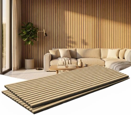 2 Pack Wood Slat Wall Panels, Vertical Wood Slat Wall Panels, Light Oak by HRYJ%EF%BC%9AFurnitureEssentials