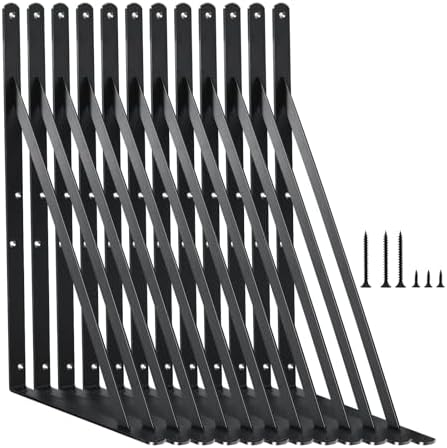 12 Pack L18 x H 12" Black Heavy Duty Shelf Brackets by MHMYDZ