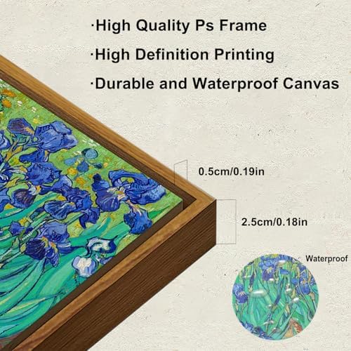 KBKBART Van Gogh Irises Framed Wall Art, Abstract Flower Canvas Wall Decor - Image 3