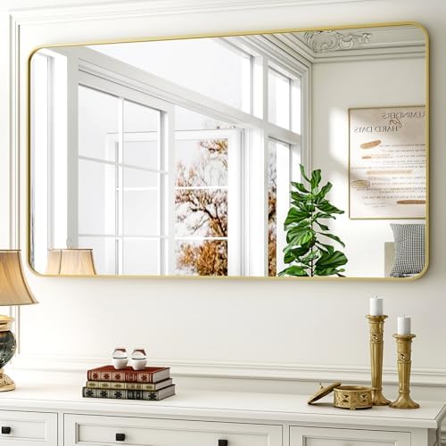 Easly 30 x 48 Inch Bathroom Mirror, Rounded Rectangular Vanity Mirror by EASLY