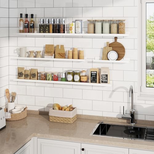 RICHFOCUS Picture Ledge Shelf, 36 inch Floating Shelves Set of 2, Wood Wall - Image 2