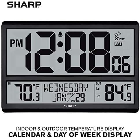 Sharp Atomic Clock with 4-Inch Display, Outdoor Sensor, Battery Powered - Image 2