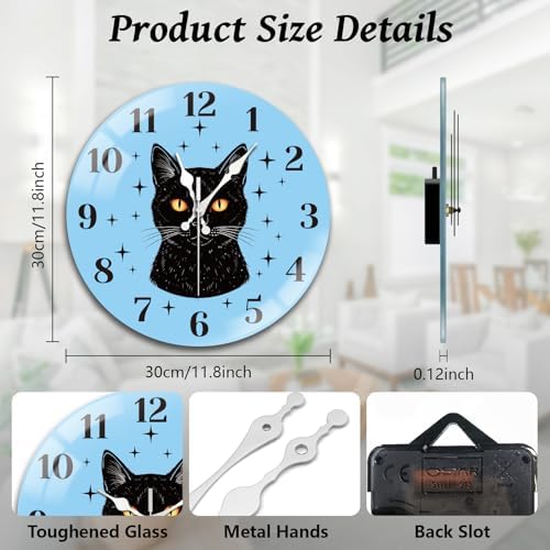 peacoblue Cat Wall Clocks Battery Operated - Image 2