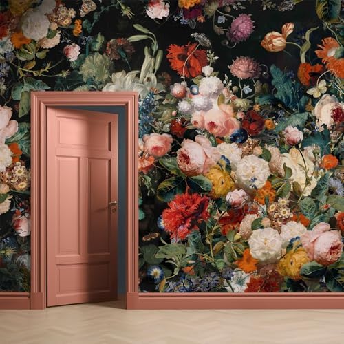 Zeeko Vintage Dark Floral Wall Murals Peel and Stick 148" W x 98" H - Image 6