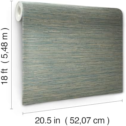 RoomMates Teal Dimensional Grasscloth Peel and Stick Wallpaper - Image 6