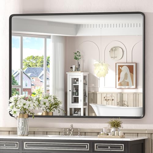 48x36 Black Matte Bathroom Mirror by GOLOMO