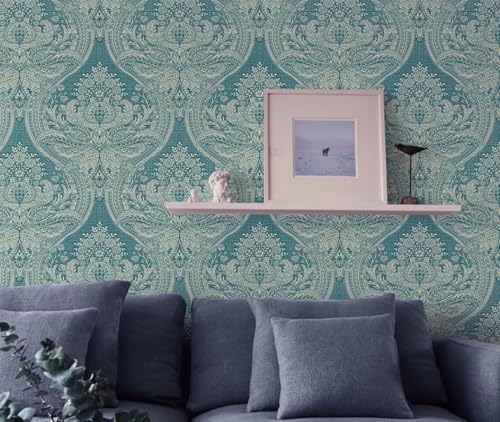 Blooming Wall Damasks Flocking Embossed Textured Wallpaper Roll - Image 3