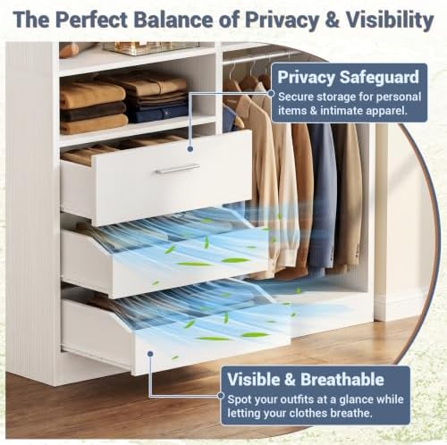 iSunirm 3FT Closet System with 6 Shelves, Wood Walk-in Closet with Closed & 2 - Image 4